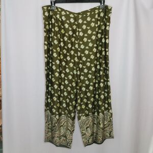 Islander Palazzo Wide Leg Pants Floral Paisley High Waist Relaxed Rayon NWOT 24W